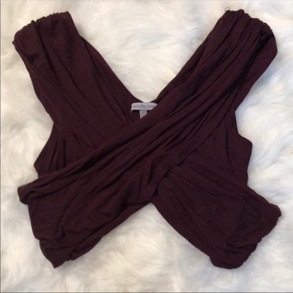 Burgundy Crossed Crop Top - Picture 1 of 1